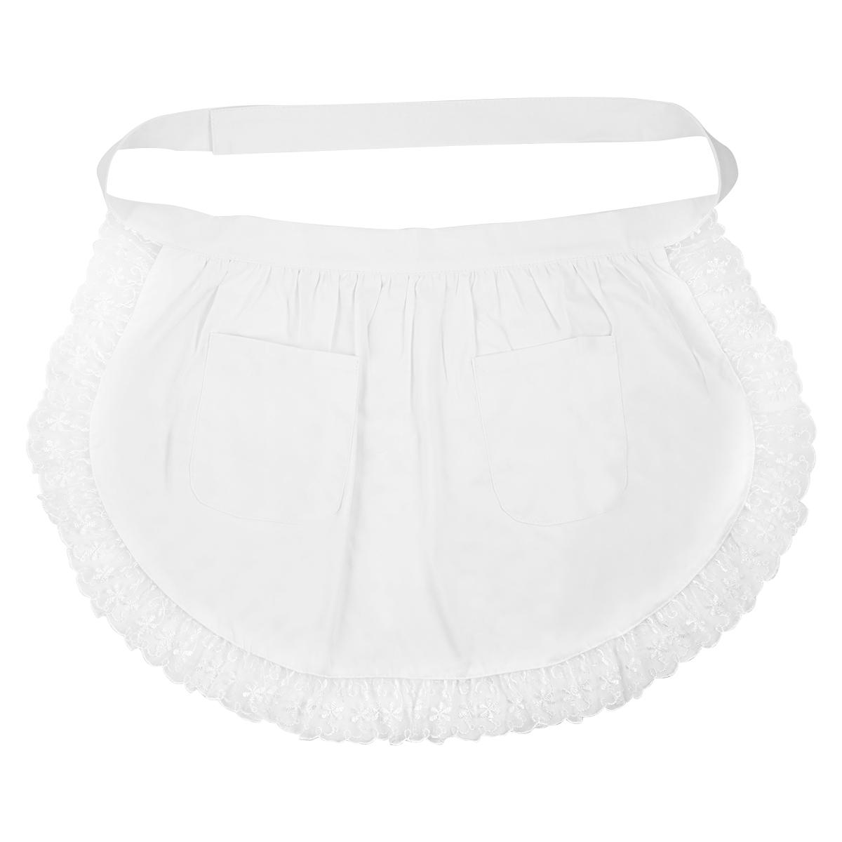 

BESTONZON 1PC Cotton Waist Apron Lace Short Apron with Pockets for Maid Waitress Servant White S белый