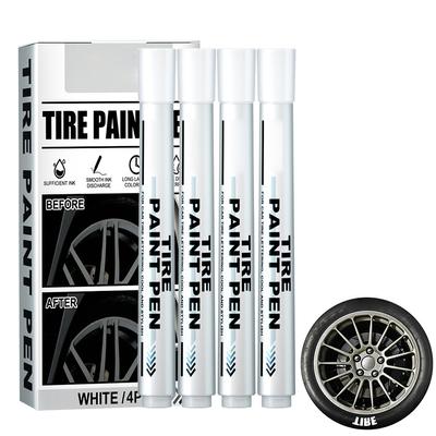 4er-Pack weißer Markierungsstift, Reifenlack-Markierungsstift, wasserdichter, auf Öl basierender Autoreifen-Graffiti-Pausstift