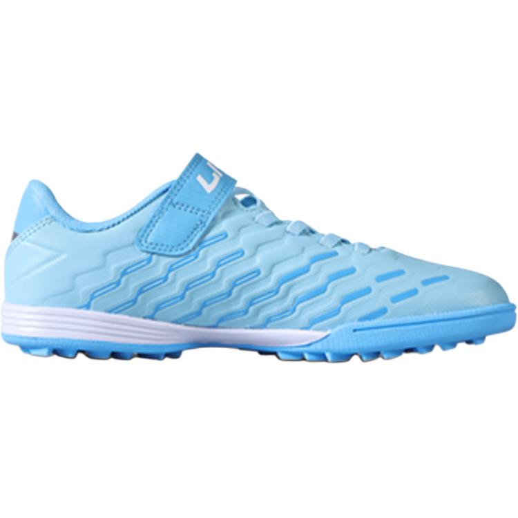 Li Ning Kids PU Jin Series TF Stud Comfortable Velcro Non-Slip Breathable Low-Top Soccer Shoes Kids Soccer Shoes Xinjiang-Blue YKGU022-9