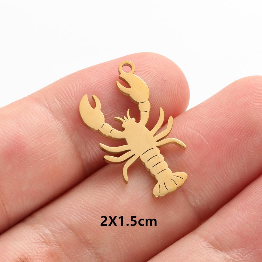 6pcs Fashion Animal Pendant Sea Turtle Tail Horse Stainless Steel Lobster Bird Charms for Jewelry Making Bulk Handmade Keychain
