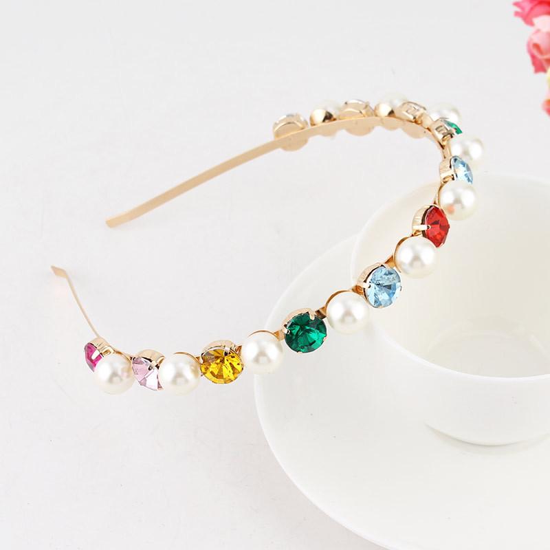 Baroque Colorful Rhinestone Headband Hair Hoop Women Hair Accessories New Shiny Fashion Crystal Flower Crown Head Wrap