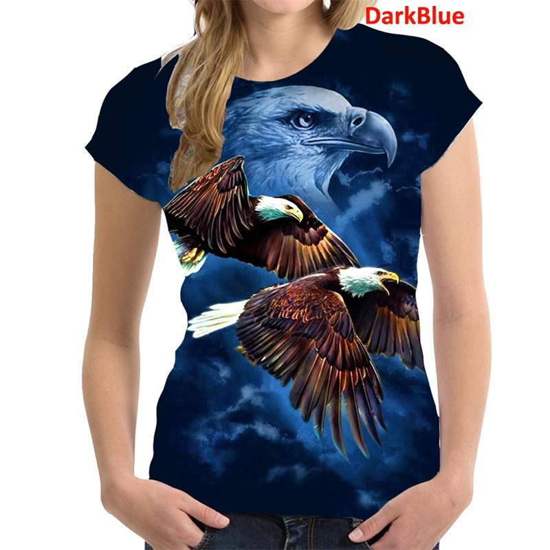 

Футболка с рисунком орла для женщин, футболки с принтом животных 3D, модные повседневные футболки большого размера с коротким рукавом и круглым вырезом XS