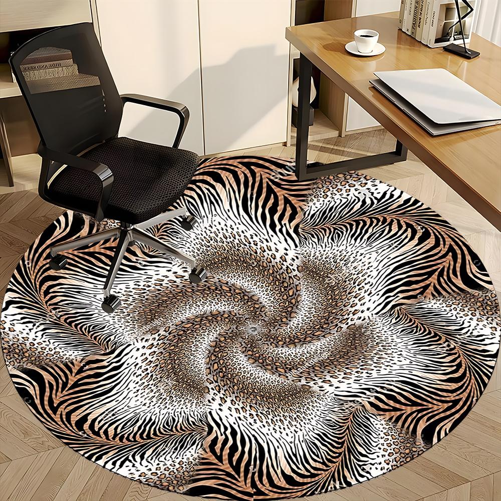 1pc Zebra Print Animal Office Round Area Rug, Indoor Mat Suitable ForOffice, Under Office Chairs Bedroom Living Room Home Decor, Room Deco q085