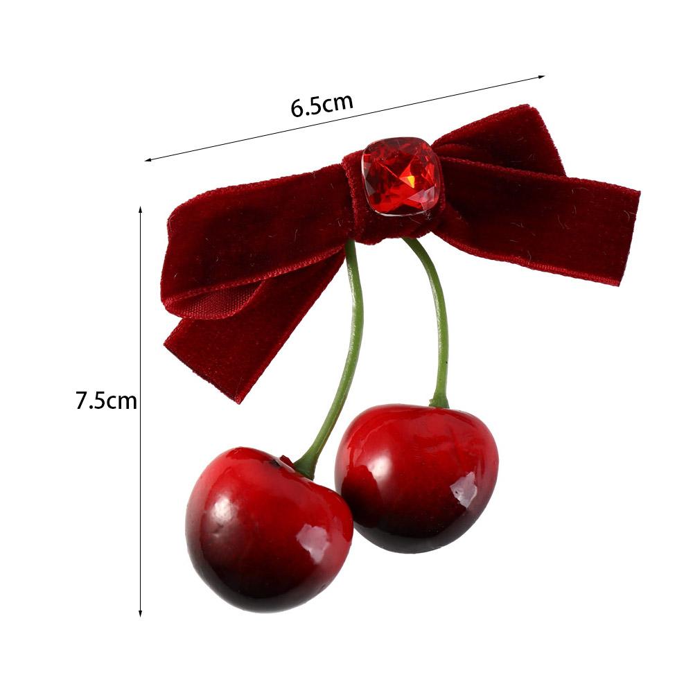 Red Velvet Velvet Bow Hair Clip Bowknot Cherry Hairpin Cute   Student