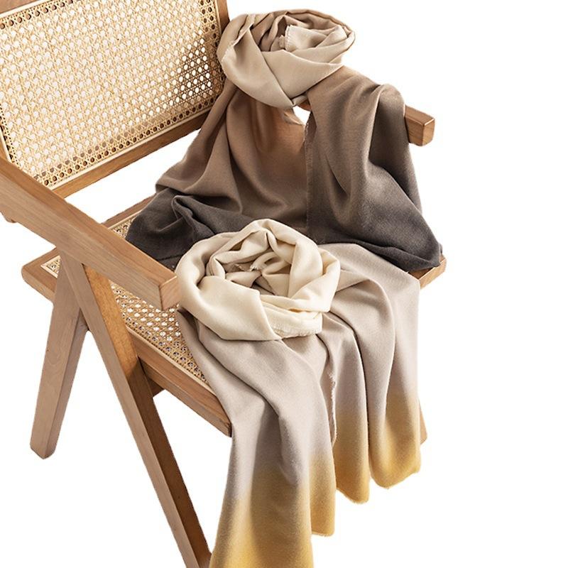 Winter Gradient Solid Color Printed Scarf Commuting Warm Neck Scarf Simple Versatile Cold Protection Shawl Light Luxury Style