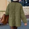 Women's Casual Crewneck Jacket With Pockets, Buttons, Solid Color And Long Sleeves