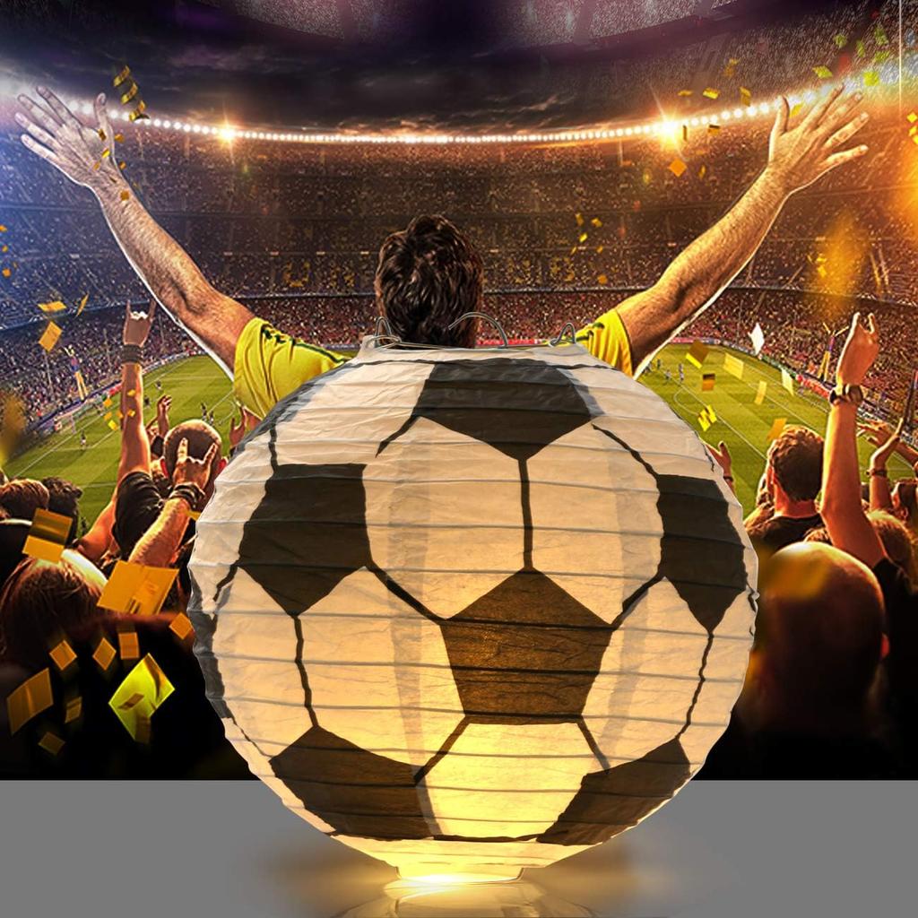 5 Pièces 20CM Lanternes en Papier Thème Football Sportif Ornement Suspendu de Cour de Football Fond pour Anniversaire d'Enfant Mariage Fête Déco