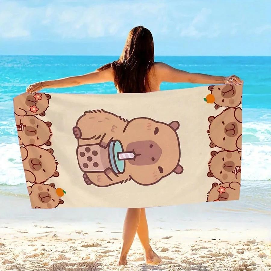 Süßes Capybara Strandtuch Schnelltrocknend Klein bis Groß Handtuch für Strand Pool Sport Yoga Fitnessstudio Zuhause Handtuch Geschenk für Freunde Sandfrei