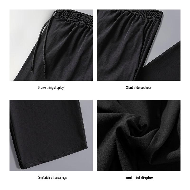 ROMON Men's Breathable Stretch Cropped Straight-Leg Casual Pants