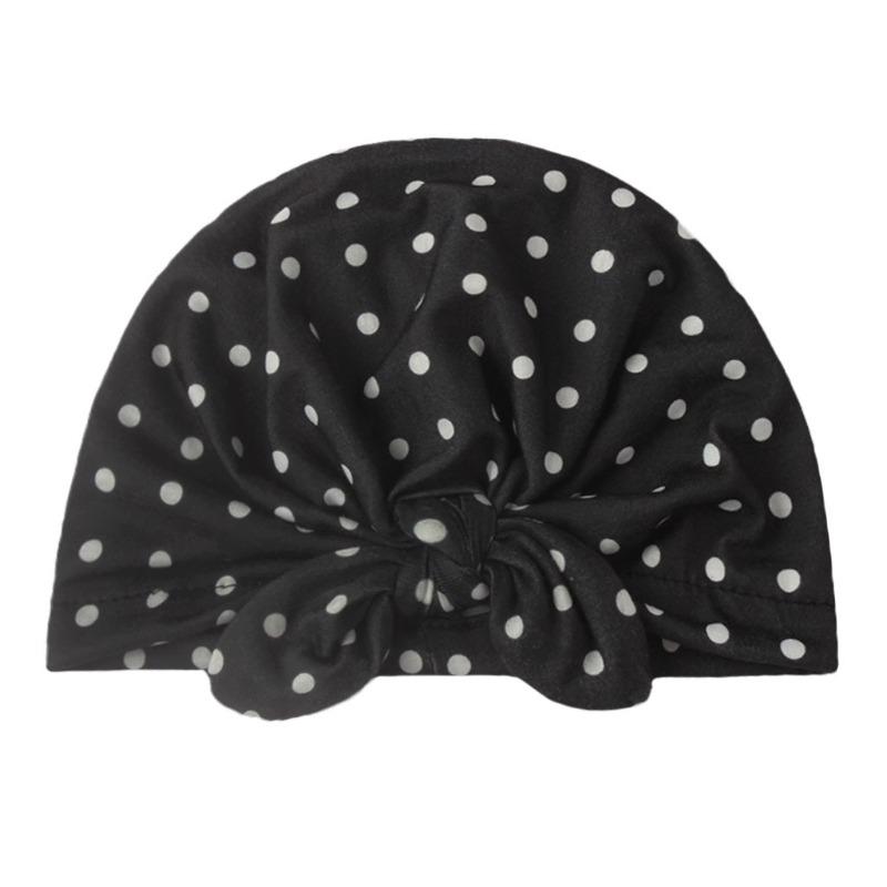 Spring and summer new solid color polka dot baby hat, cute rabbit ears breathable Indian knotted baby fetus