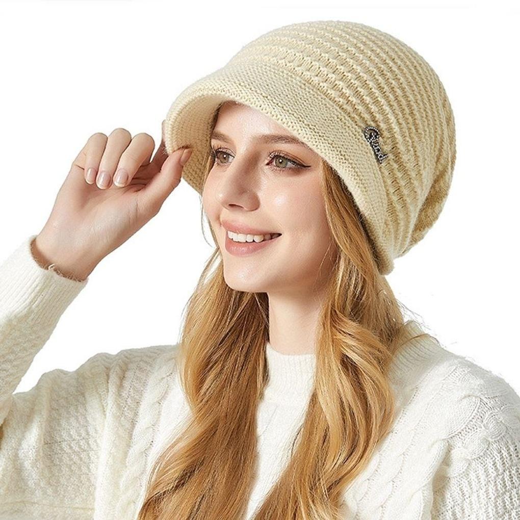 Rabbit Fur Earflap Knit Winter High Elasticity Beanie Hat