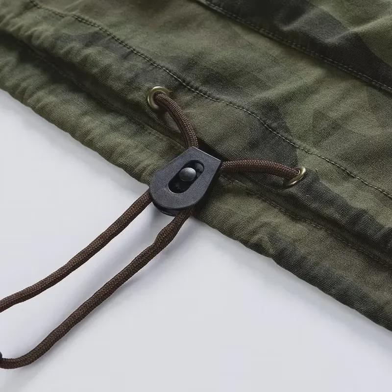 Retro American Camouflage Hooded Jacket: Autumn & Winter Outdoor Workwear with Half Zipper