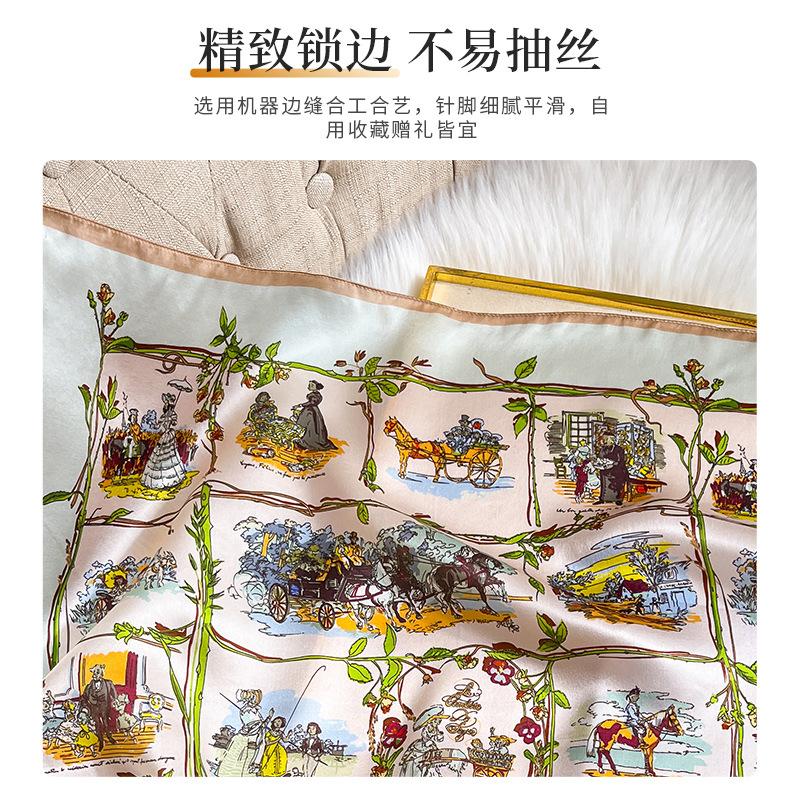 100% Natural Silk Scarf Women Square Floral Shawls Wraps Foulard Scarves Pashmina Neckerchief Female Hijab Bandana Poncho 68cm