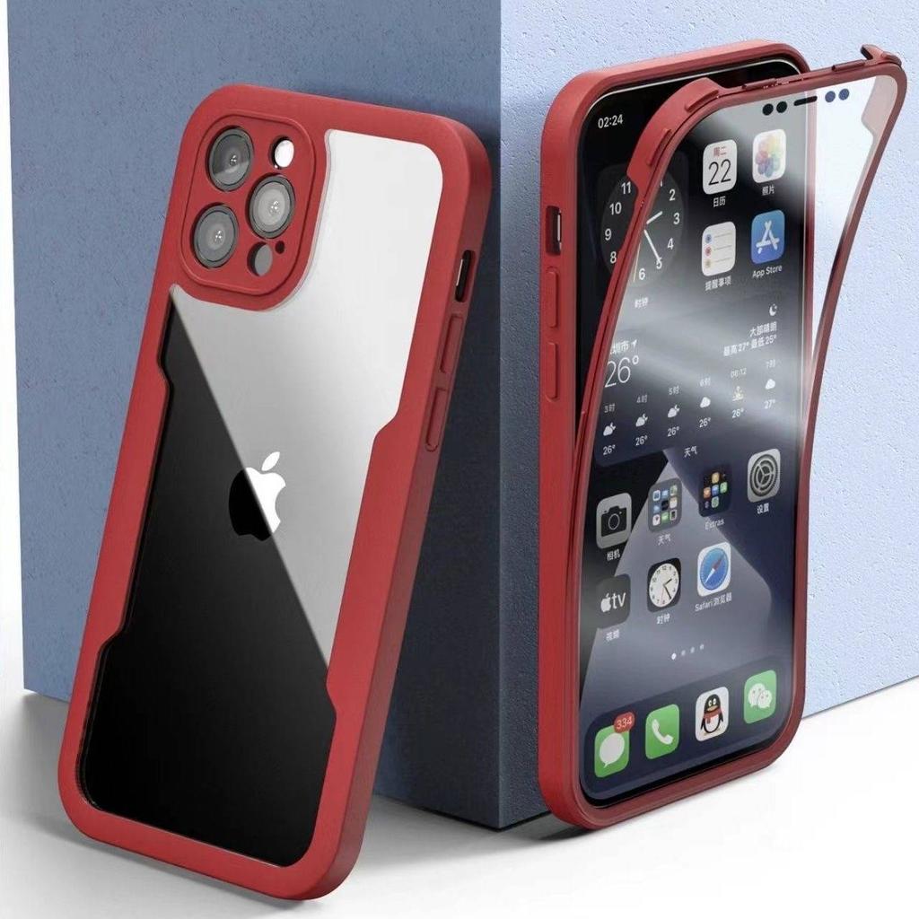 Etui 360 Pełna Ochrona dla iPhone 15 Pro Max dla iPhone 14 13 11 Pro 12 mini 15 Plus XR XS Max Luksusowe Dwustronne Miękkie Etui