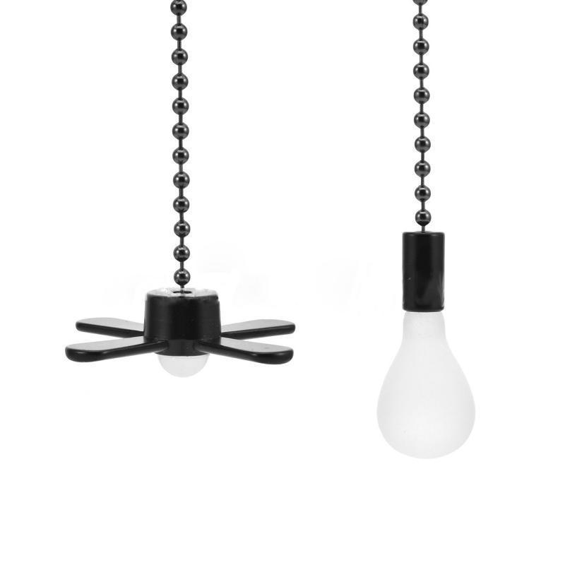 2Pcs/Set Ceiling Fan Pull Chain Beaded Ball Extension Chains with Light Bulb and Fan Cord