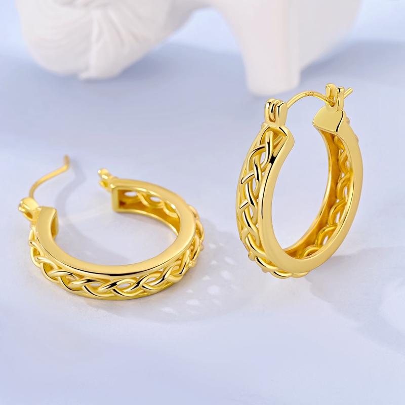 New 925 Silver Earrings Golden Beans Leaf Feather Luminous Elf Hoop Earring For Women Making Jewelry Gift