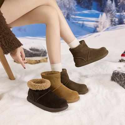 Retro Style Solid Color Two Wear Warm Snow Boots Short Boots Women's Tide Winter New Round Head Comfortable Warm Cotton Shoes