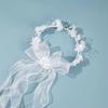 Polyester Bridal Veil White Flower Wreath Fashion Bow Veil Hair Hoop  Chic Travelers