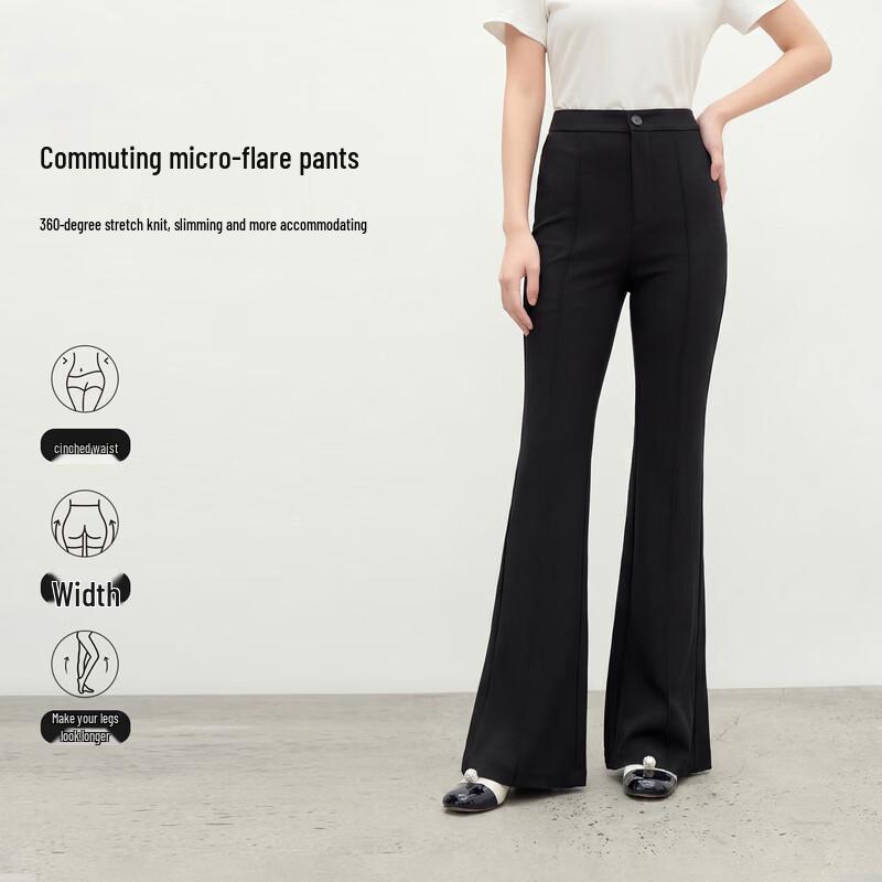 Qiushui Yiren Women s High-Waist Micro-Flared Commuter Pants XL
