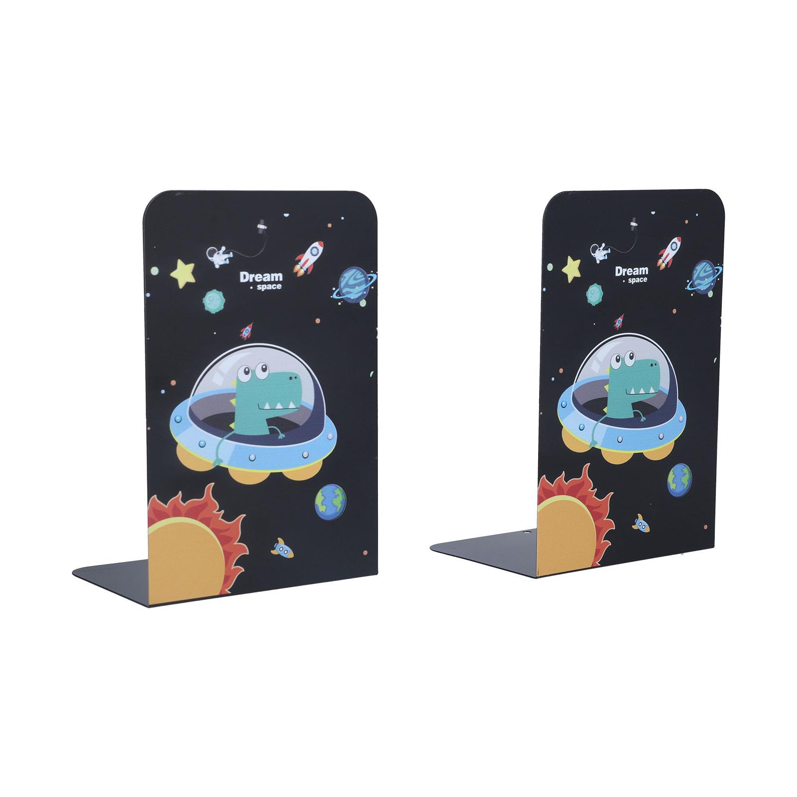 2Pcs Book Ends Iron Strong Load Bearing Rust Resistant Metal Book Stoppers Desk BookshelvesBlack чёрный