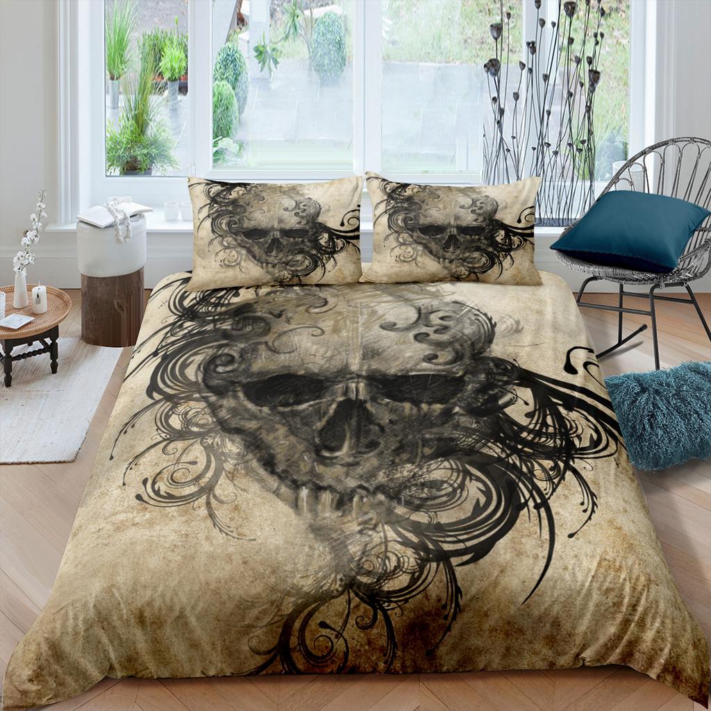 Home Bedding Set Skull Quilt Cover and Pillow Cover Bedding Set AU/EU/US Full Size Home Decoration