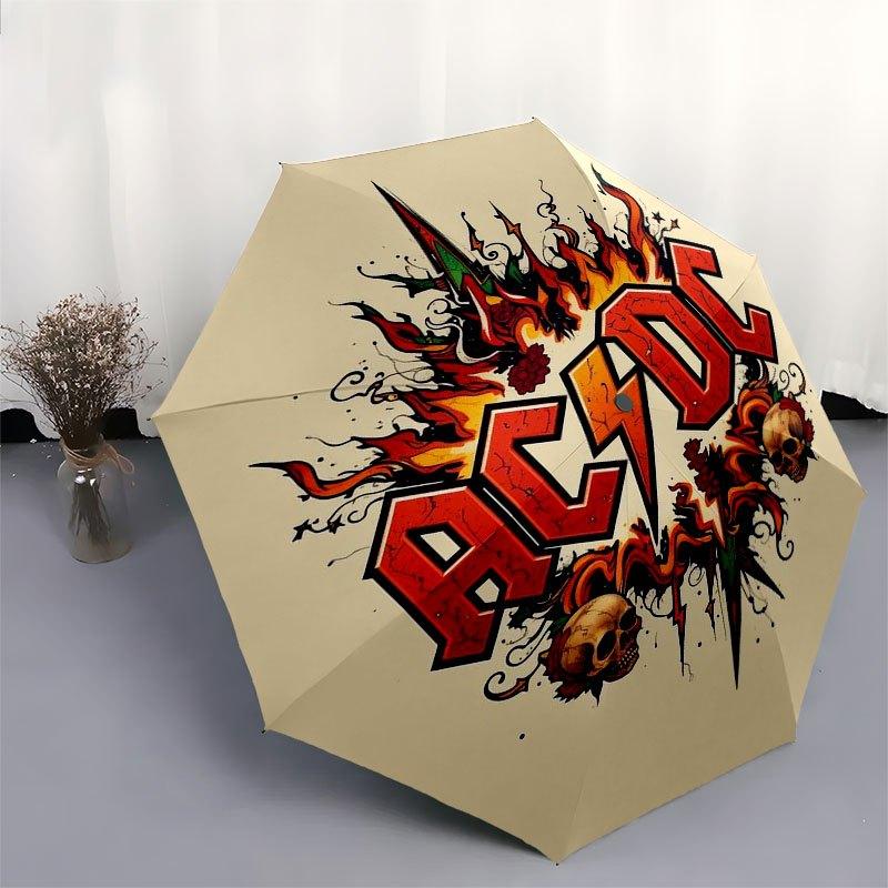 1pc ACDC Band 1 Automatic Opening and Closing Umbrella, Convenient Three-fold Design, 8 Iron Ribs - Suitable for Daily Outdoor Use and Travel