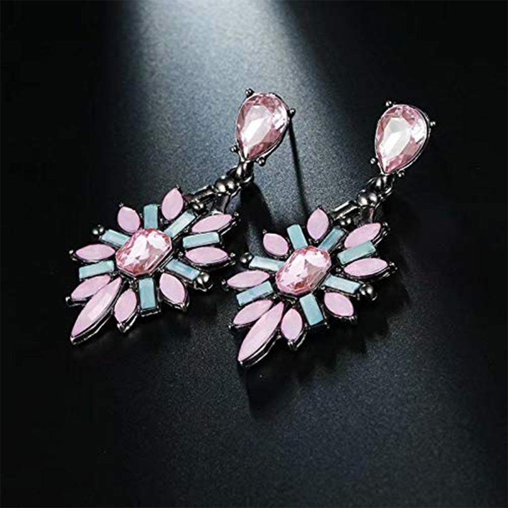 Bohemian Ethnic Style Geometric Women Earrings Acrylic Eardrops Rhombus Ear Stud Jewelry Gift