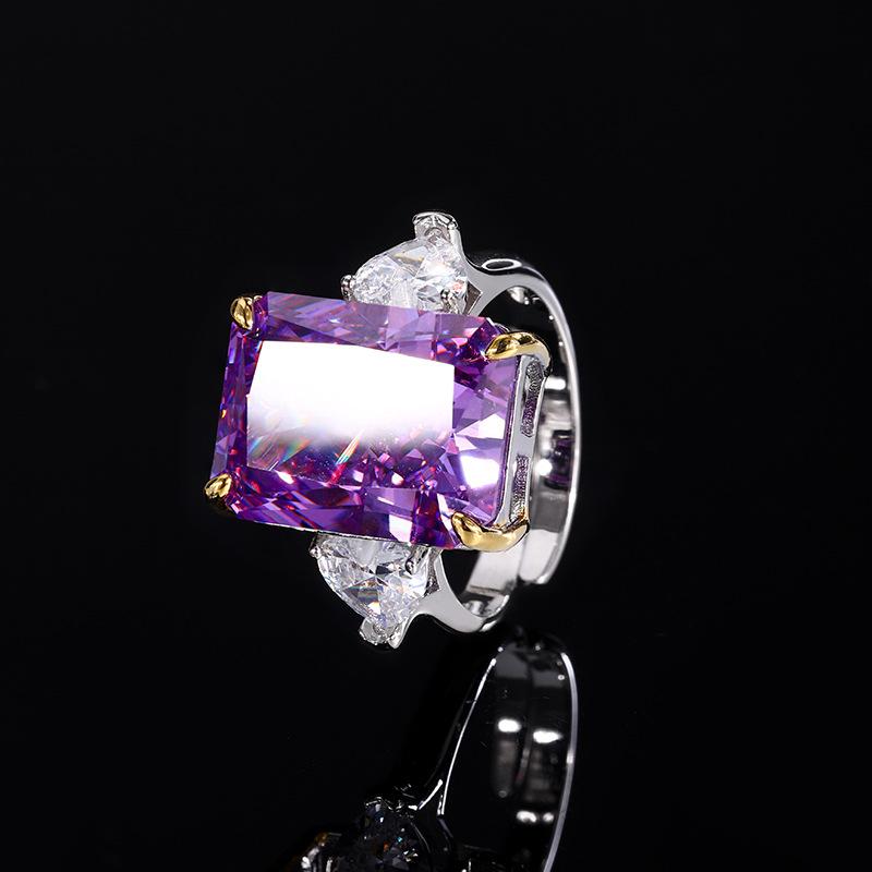 

Jewelry High Carbon Diamond Ice Flower Cut Purple Diamond Copper Inlaid Retro Suit Women 12 * 16-10 * 12