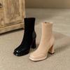 Vintage Women Ankle Boots Fashion Elegant Side Zippers Shoes Autumn Winter Thick Heel Laides Modern Short Booties