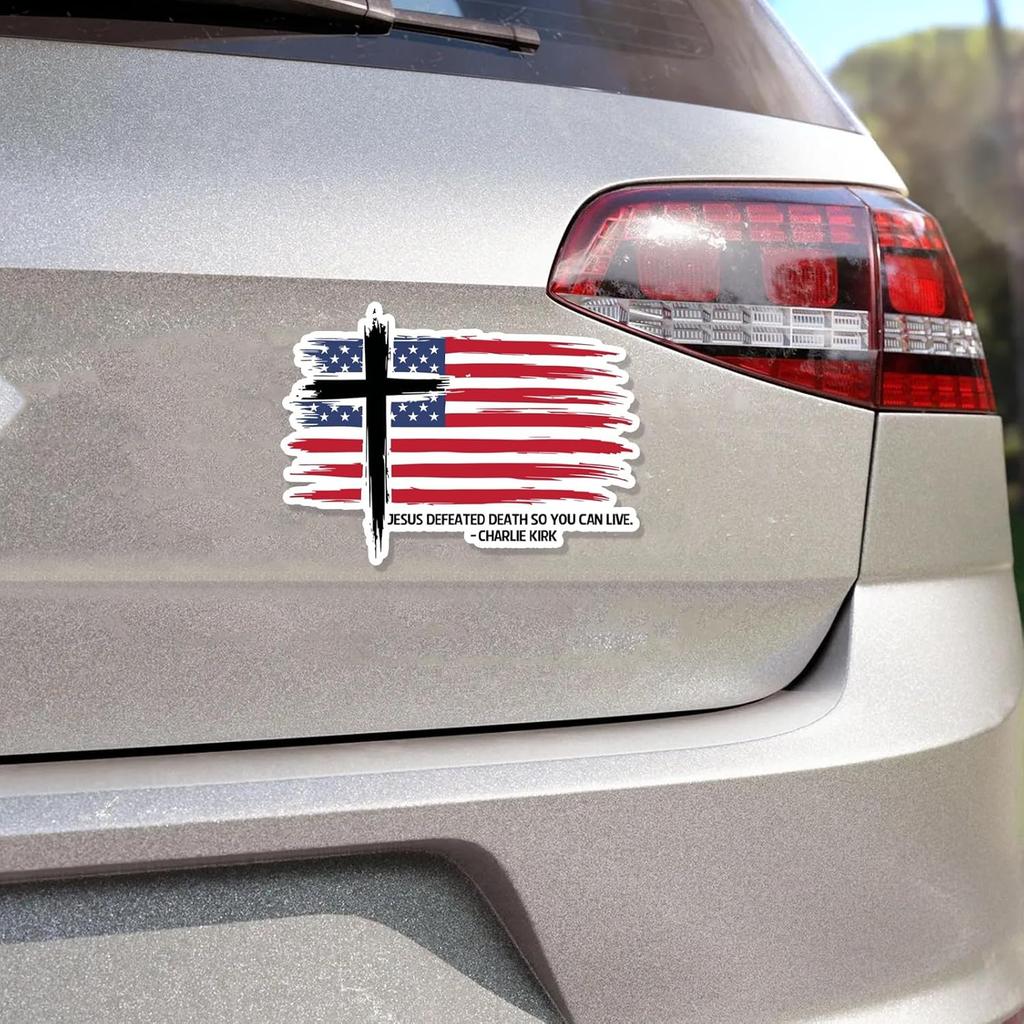 Charlie Kirk Stickers Pack 4pcs Patriotic Freedom Stickers Waterproof Uv Resistant Charlie Kirk Decal Freedom Flag Sticker Set for Laptop Car Bumper