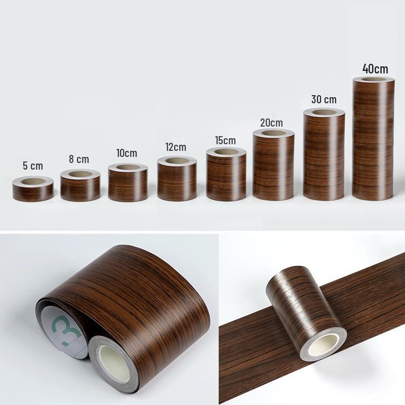 Wood Grain Self-Adhesive Veneer: 10m Decorative Strip for Covering Blemishes and Holes On Floors, Doors, and Furniture.