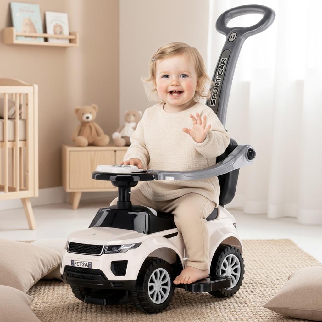 Jeździk Pchacz Chodzik Dla Dziecka Z Rączką I Obejmą Sport Car Biały