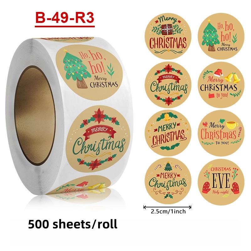 Round Christmas Stickers Christmas Theme Stickers For Cookie Bags Party Supplies Candy Bags