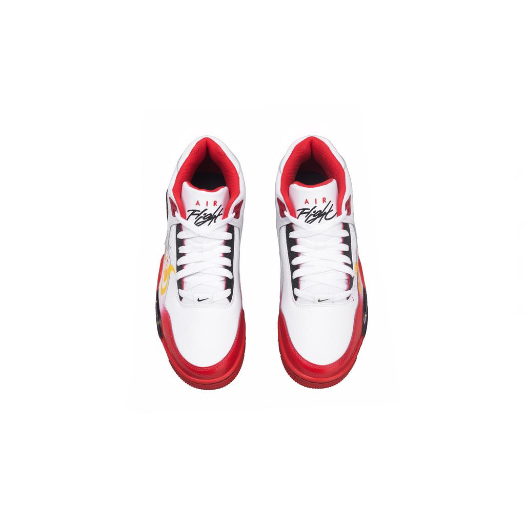 Nike Flight Legacy Stirrups And Career Success Cushioning Mid top Vintage Basketball Shoes Men's Red White BQ4212-100(Team767-)