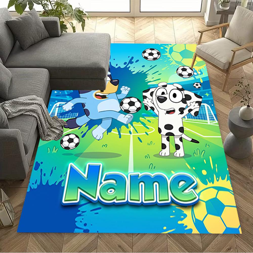 Football Fun Friends Personalized Name Area Rug Design for Kitchen Entryway Outdoor Dining Room Anti-slip Rug Anime Office Decor