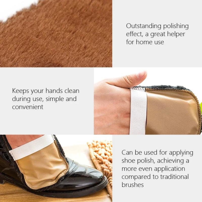 Shoes Polishing Glove Multifunctional Leather Shoe Polishing Cleaning Cloth Portable Soft Plush Shoes Shine Cloth Handheld