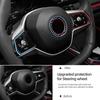 For BMW X3 G45 G48 2025- Carbon Fiber Steering Wheel Button Frame Sticker Emblem Trim Ring Car Interior Decor Accessories FW6