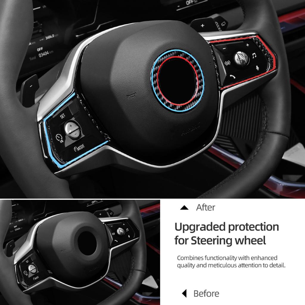 For BMW X3 G45 G48 2025- Carbon Fiber Steering Wheel Button Frame Sticker Emblem Trim Ring Car Interior Decor Accessories FW6