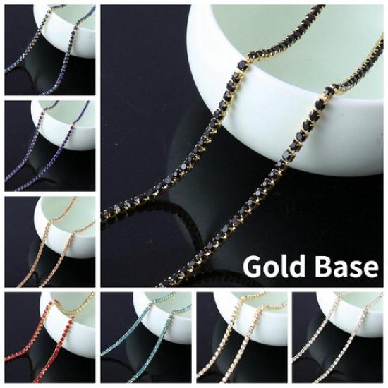 2.1 Yards DIY Bling Crystal Rhinestone Chain Trim Sewing Crafts Decoration Trim