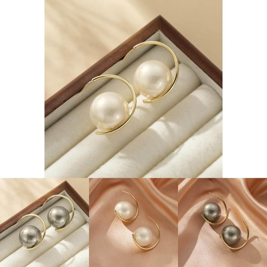 Chic Retro Pearl Earrings Sophisticated Cold Tone Statement Earrings For Ladies