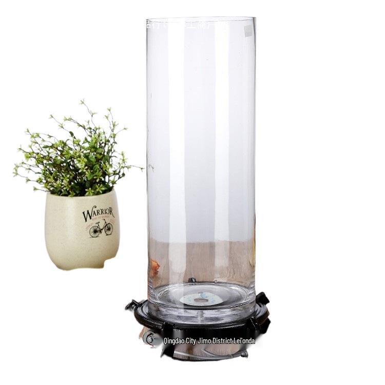 Large Floor-Standing Cylindrical Glass Fish Tank with Thick Transparent Glass for Goldfish, Oxygenation & Desktop Landscaping