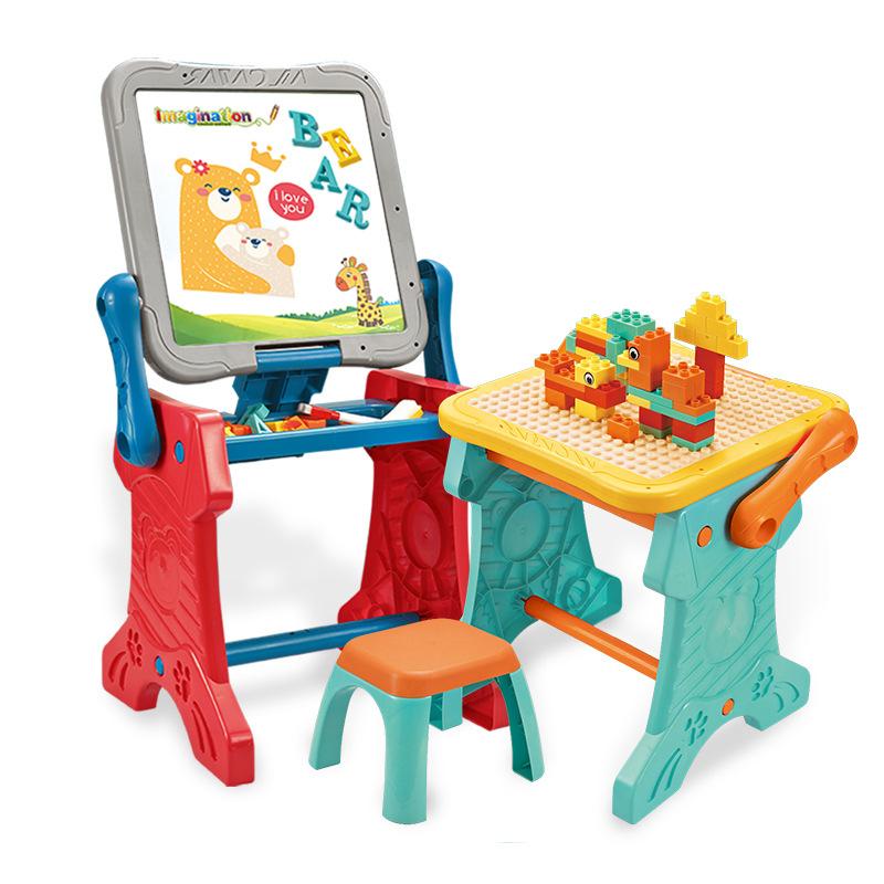 Smart Cat Children'S Multi-Functional Building Block Table Magnetic Painting Graffiti Writing Small Blackboard Puzzle Assembly Toy
