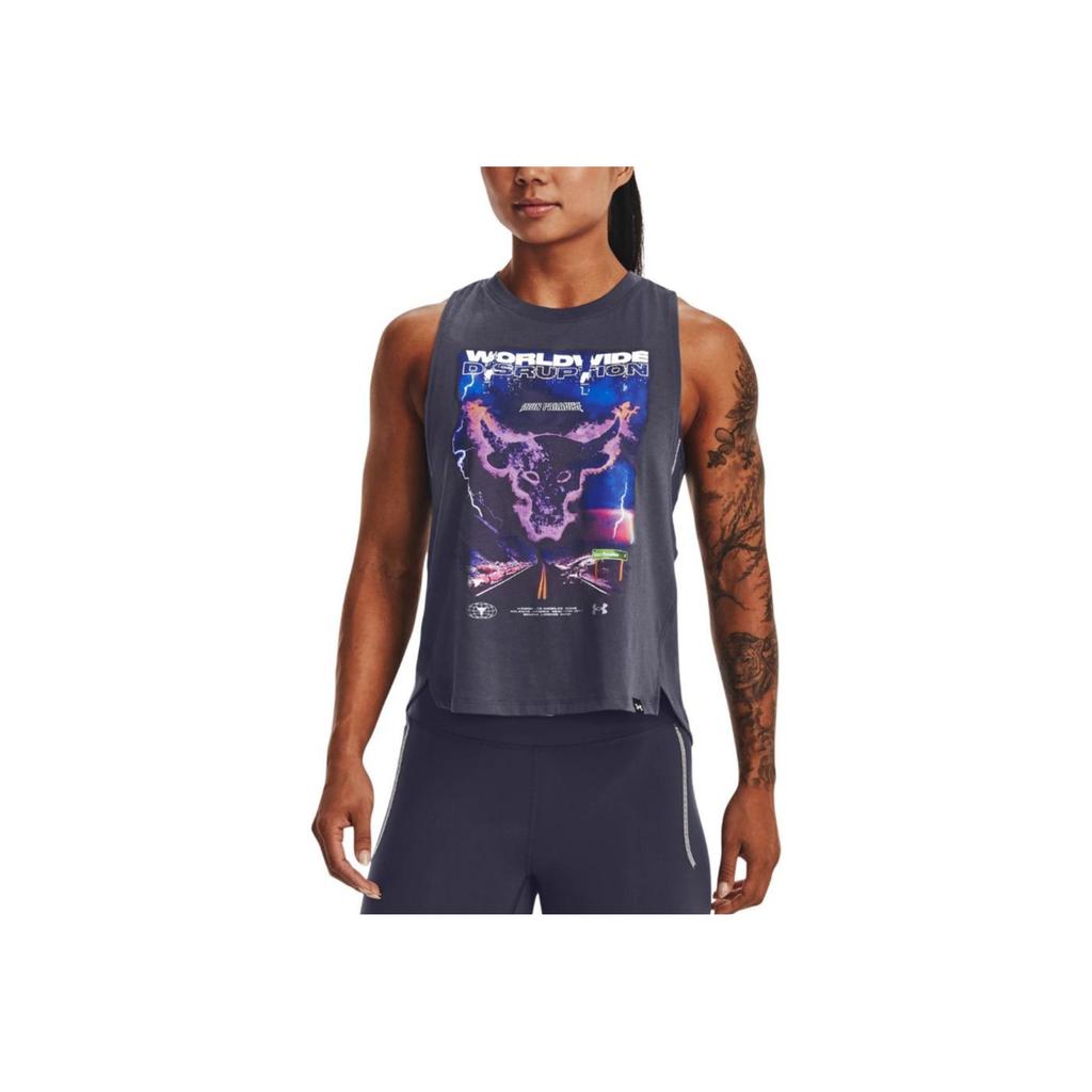 Under Armour Project Rock Worldwide Letter Print Loose Soft Quick-Dry Sweat-Absorbing Sleeveless Top Women tops 1373775-558