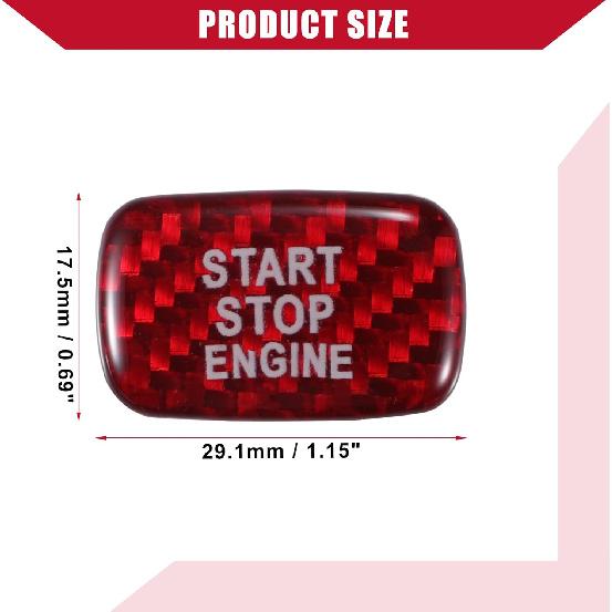 Carbon Fiber Pattern Engine Start Button Cover Trim for Volvo S60 / Inner Push Start Stop Button Trim Sticker/Durable Polyurethane / 1 Pcs Red
