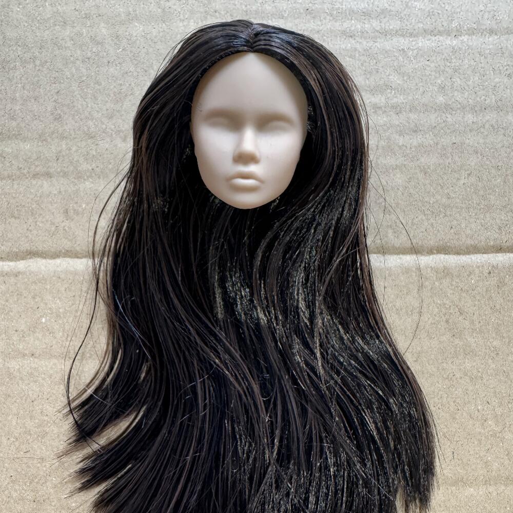 Vintage 1/6 Blank Face Doll Heads With Hair Fashion Doll Head Make Up Practice DIY Toy Parts Girls Birthday Gifts