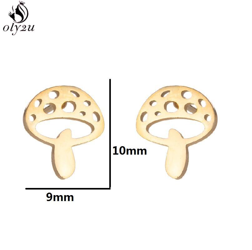 Bohemia Plant Stainless Steel Earrings Women Apple Cherry Leaf Mushroom Flower Stud Earring Piercing Jewelry