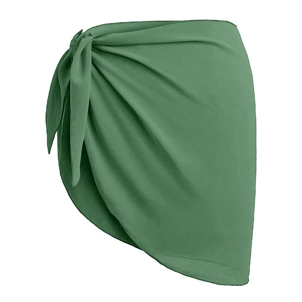 Dames Zomer Effen Kleur Bandeau Chiffon Cover-up Halve Rok Strand Wrap Sarong Zwemkleding Cover-up