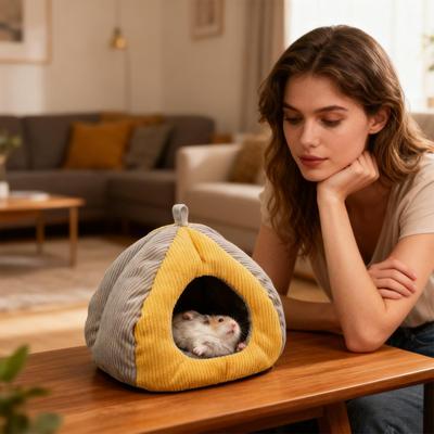 Hamster Bed Semi-enclosed Winter Cotton Cave Hangable Winter Cotton Hamster Furniture For Chinchilla Small Animal Ferret Bird