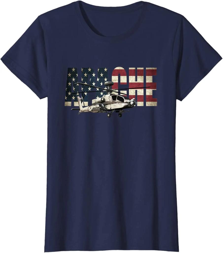 American Flag AH64 Apache Helicopter Gunship TShirt Summer Cotton Short Sleeve ONeck Mens T Shirt New S3XL