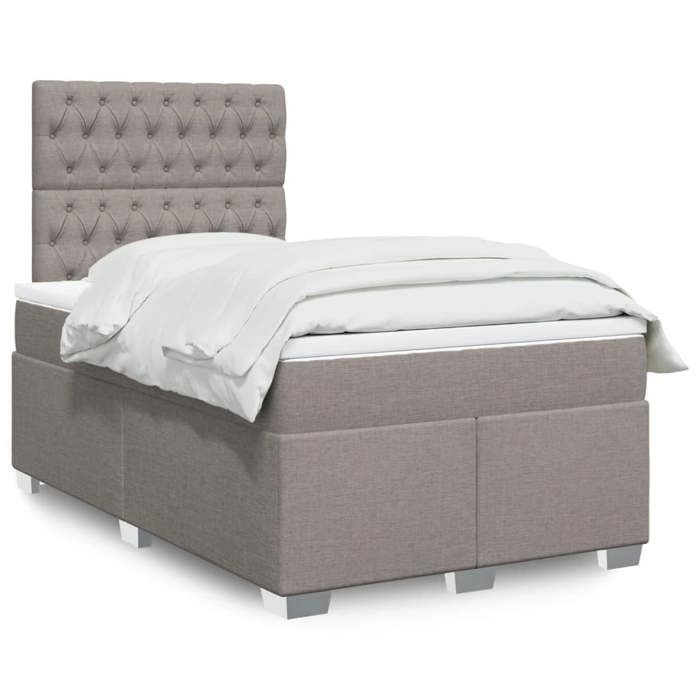 VidaXL Sommier à lattes de lit avec matelas Taupe 120x200 cm Tissu, lit, lit à plate-forme, lit à panneaux, meuble de 3292766